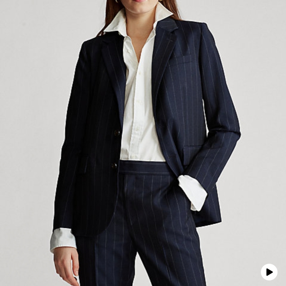 POLO RALPH LAUREN Pinstripe Blue Wool Blazer